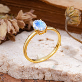 Minimalist Oval Cut 1.5 Carat Natural Moonstone Solitaire Engagement Ring